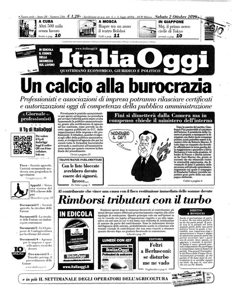 Italia oggi : quotidiano di economia finanza e politica